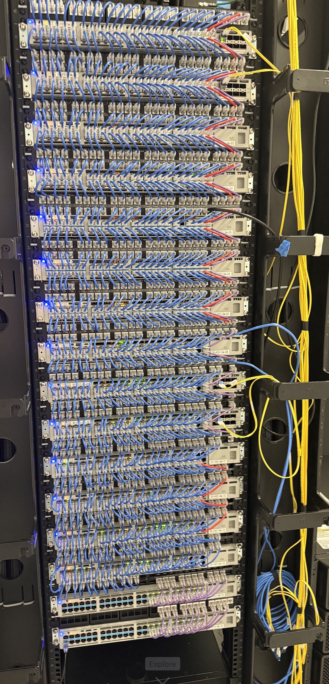 Cisco Switches in a Network Rack for Structured Wiring